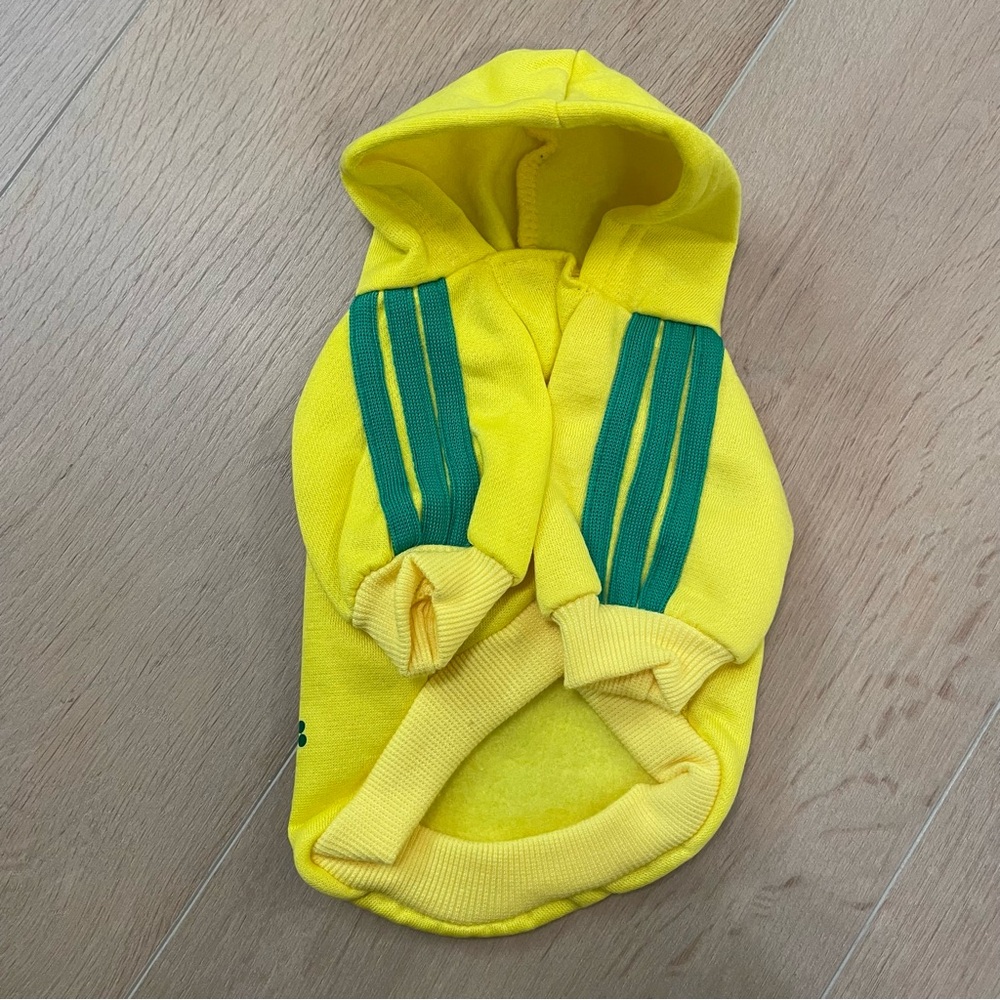 NWOT Dog Hoodie with Yellow and Green Stripes - Adidog
